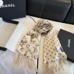 Chanel Camellia Print Wool Scarf - Image 8