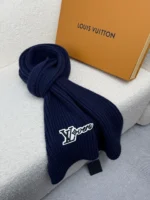 Louis Vuitton LV Logo Ribbed Knit Wool Scarf - Image 8