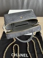 Chanel Crocodile-Embossed Vanity Case with Chain - Image 8