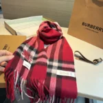 Burberry Check Fringed Scarf 30x180cm - Image 8