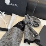 Chanel CC Embroidered Knit Cashmere Scarf 35x180cm - Image 8