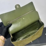 Chanel Maxi Suede Handbag in Army Green - Image 8