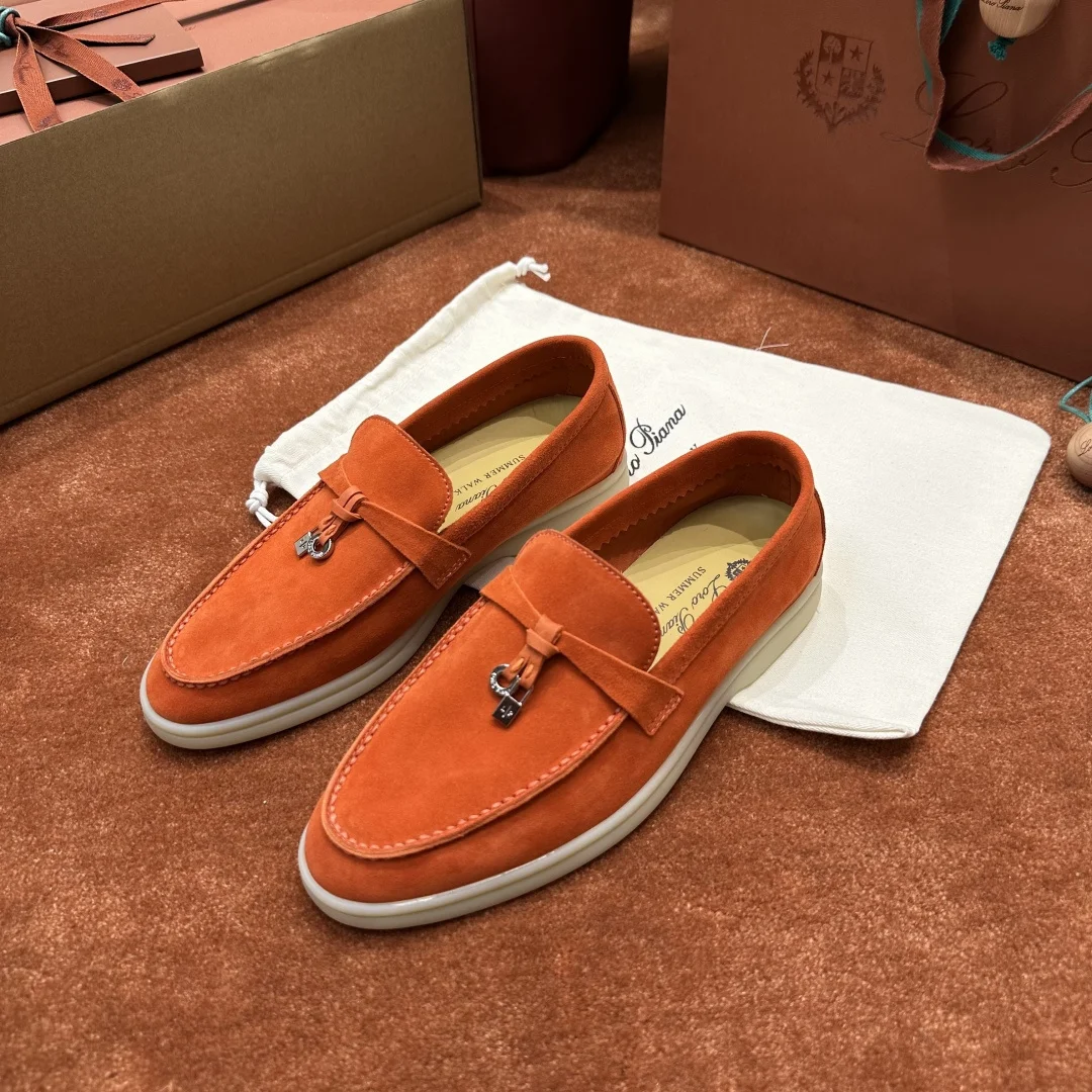 8-799 Loro Piana Summer Charms Walk Women's Suede Moccasin FAE5444 L0A2 - Image 1