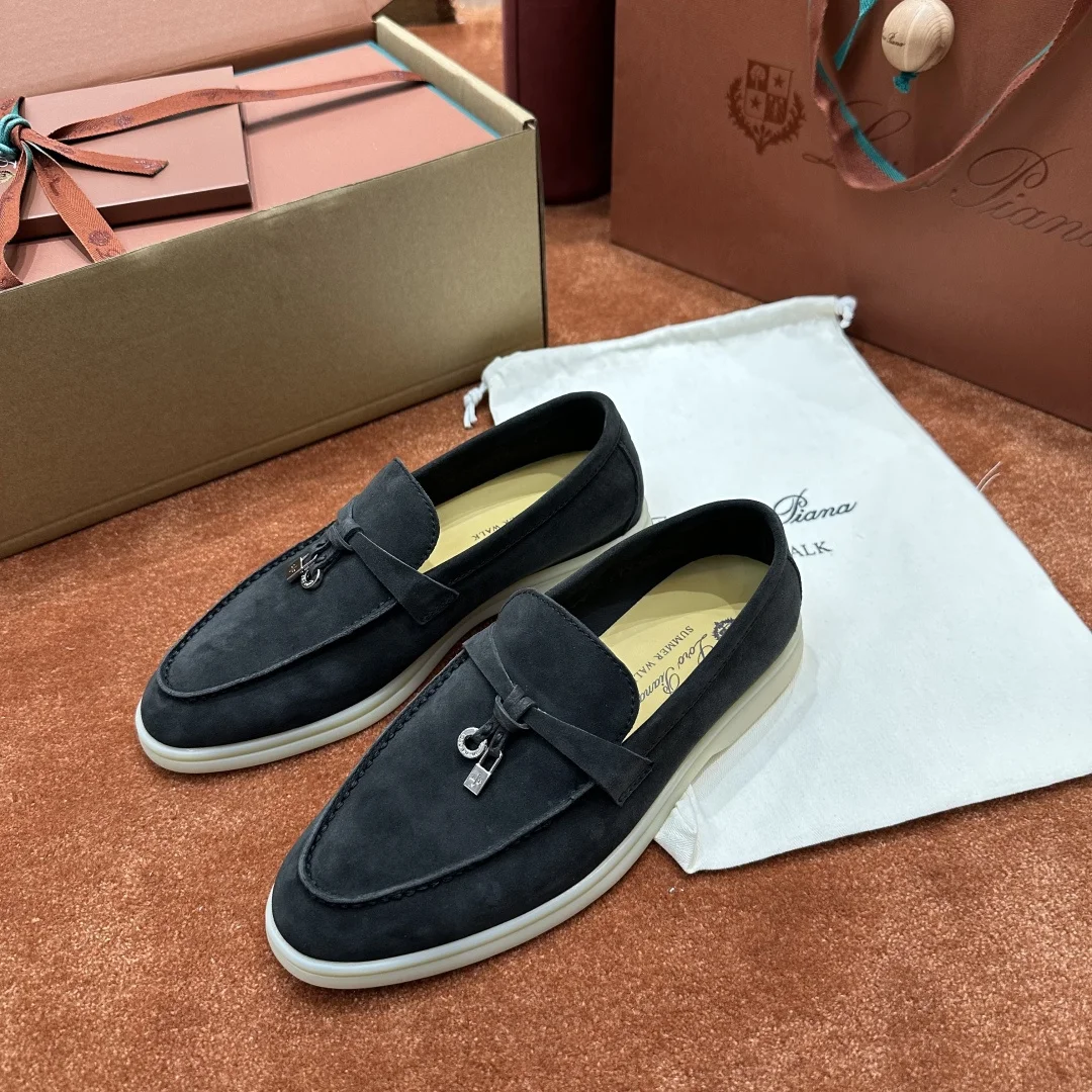 8-805 Loro Piana Summer Charms Walk Women's Suede Moccasin FAE5444 MB97 - Image 1