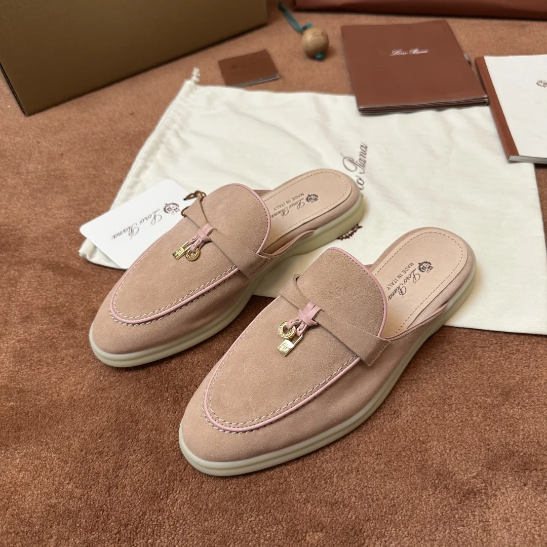 8-849 Loro Piana Charms Walk Babouche Women's Suede Mule FAL5900 3873 - Image 1