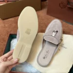 Loro Piana Charms Walk Babouche Women's Suede Mule FAL5900 60GX - Image 7