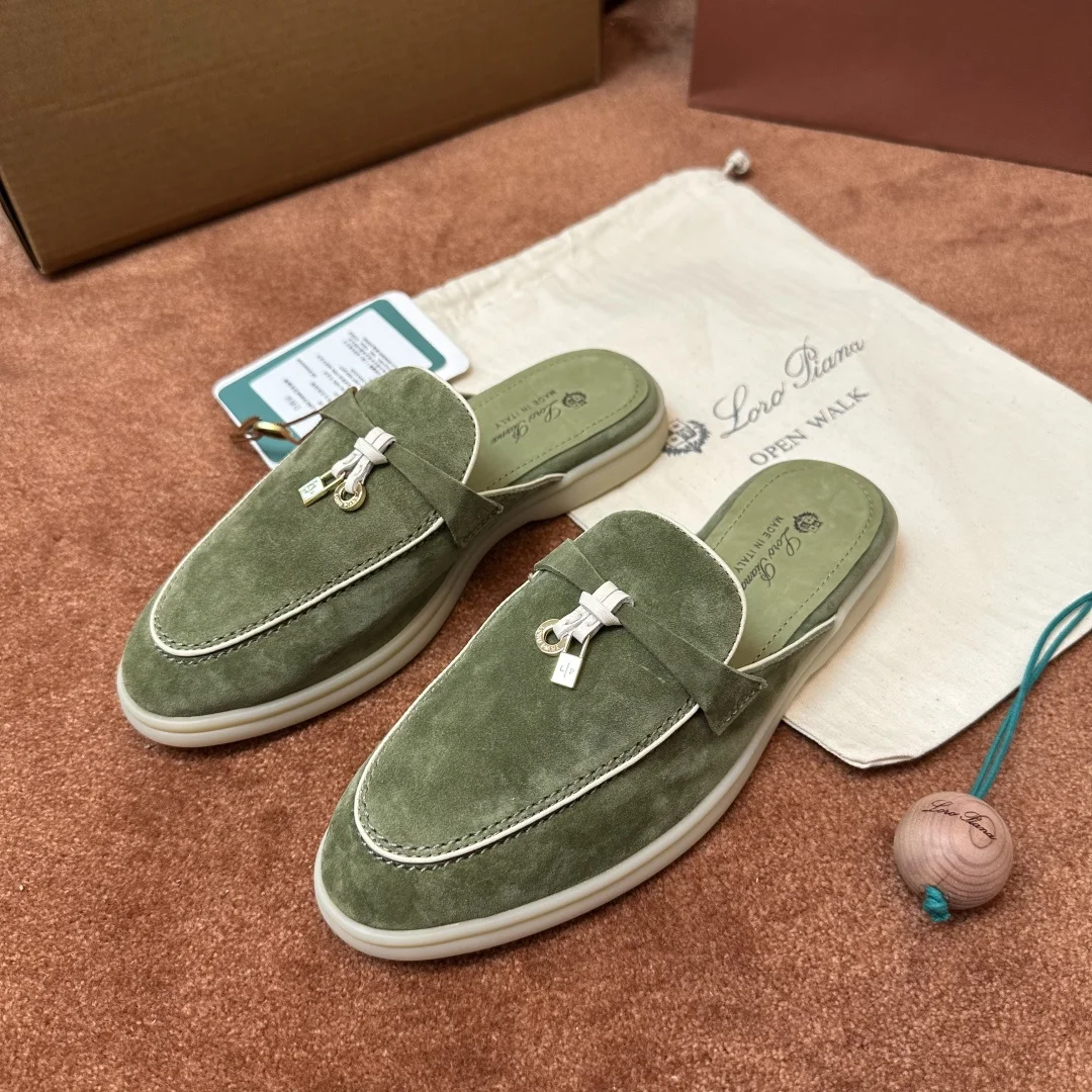 8-886 Loro Piana Charms Walk Babouche Women's Suede Mule FAL5900 50KY - Image 1