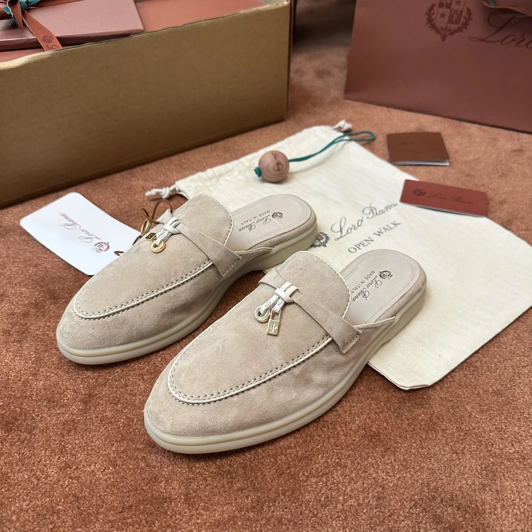 8-889 Loro Piana Charms Walk Babouche Women's Suede Mule FAL5900 2096 - Image 1
