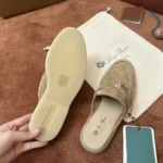 Loro Piana Babouche Charms Walk Women's Suede Mule FAI1543 H755 - Image 7