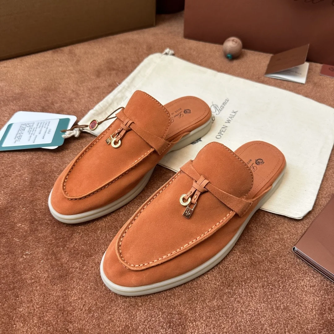 8-969 Loro Piana Babouche Charms Walk Women's Suede Mule FAI1543 HOR4 - Image 1