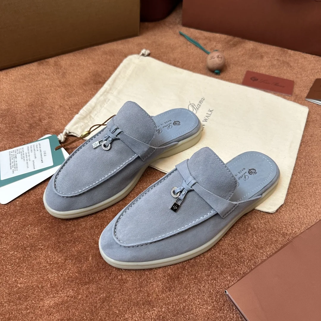 8-972 Loro Piana Babouche Charms Walk Women's Suede Mule FAI1543 60HF - Image 1