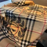 Burberry Equestrian Knight Check Silk Wool Shawl - Image 8