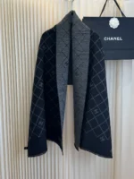 Chanel CC Diamond Jacquard Reversible Wool Stole - Image 8