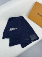 Louis Vuitton LV Logo Ribbed Knit Wool Scarf - Image 9