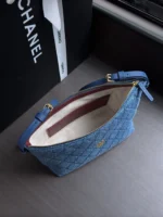 Chanel 26A Denim Quilted Hobo Bag 26cm - Image 9