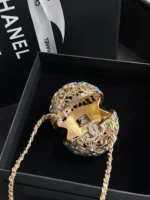 Chanel 26A Handmade Series Colorful Crystal Gold Hollow Spherical Evening Bag - Image 9