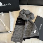 Chanel CC Embroidered Knit Cashmere Scarf 35x180cm - Image 9