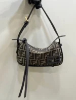Fendi Simply Fendi Small FF Jacquard Shoulder Bag 22cm - Image 9