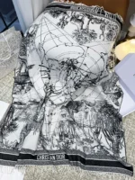Dior CD Logo Jacquard Large Square Scarf Shawl Blanket 140*140cm - Image 9