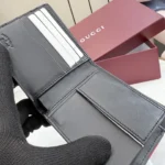 Gucci 2026 Web Stripe Leather Bifold Coin Wallet Black - Image 9