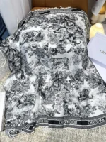 Dior CD Logo Jacquard Large Scarf Shawl Blanket 140*140cm - Image 9