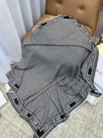 Dior CD Monogram Plaid Cashmere Wool Shawl 140x140cm - Image 9