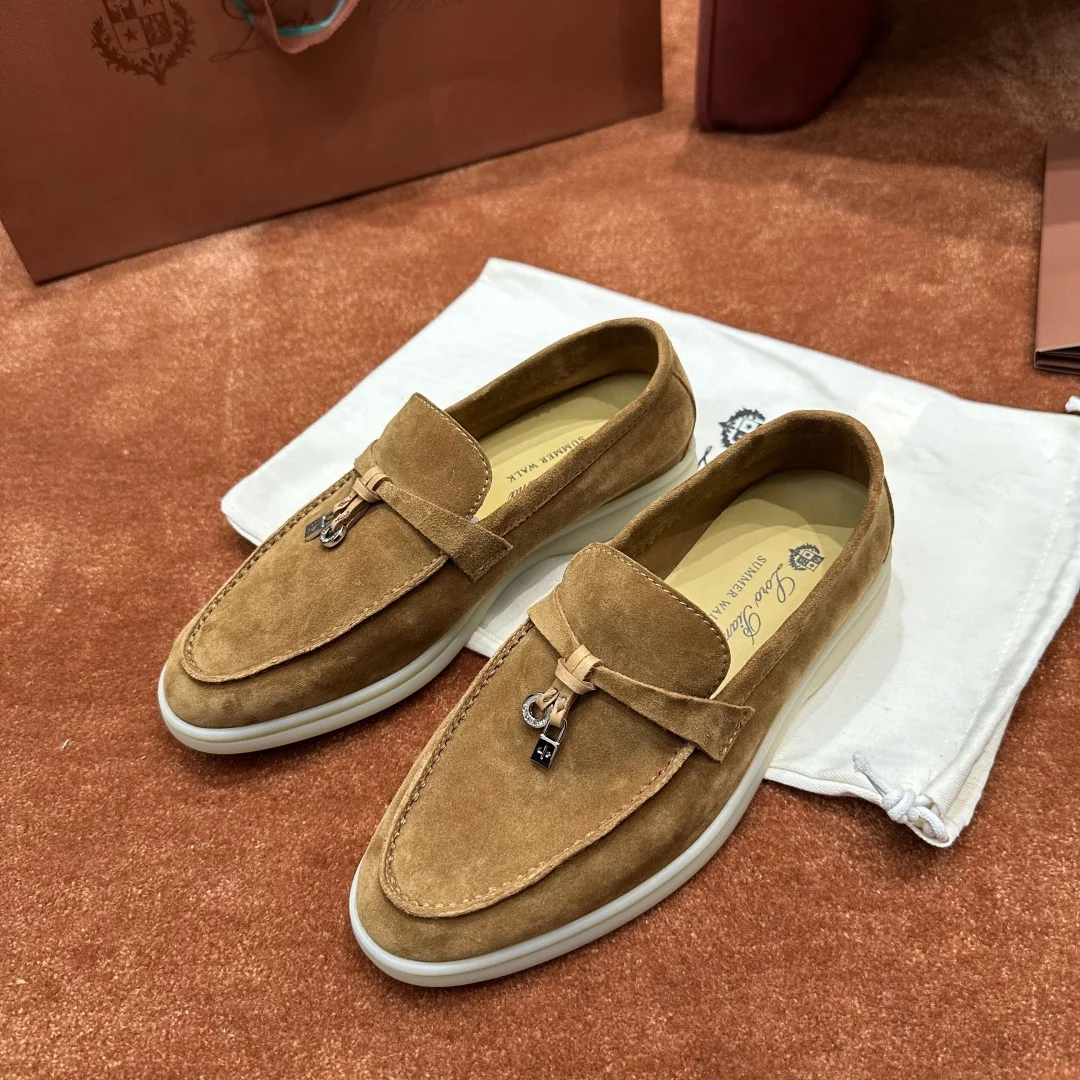 9-758 Loro Piana Summer Charms Walk Women's Suede Moccasin FAE5444 HA85 - Image 1