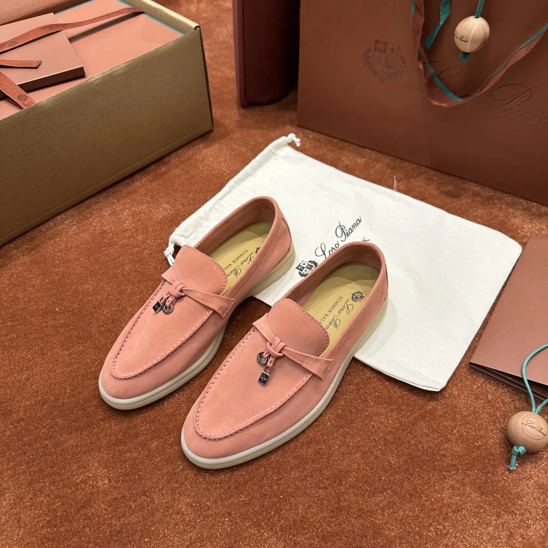 9-768 Loro Piana Summer Charms Walk Women's Suede Moccasin FAE5444 30GB - Image 1