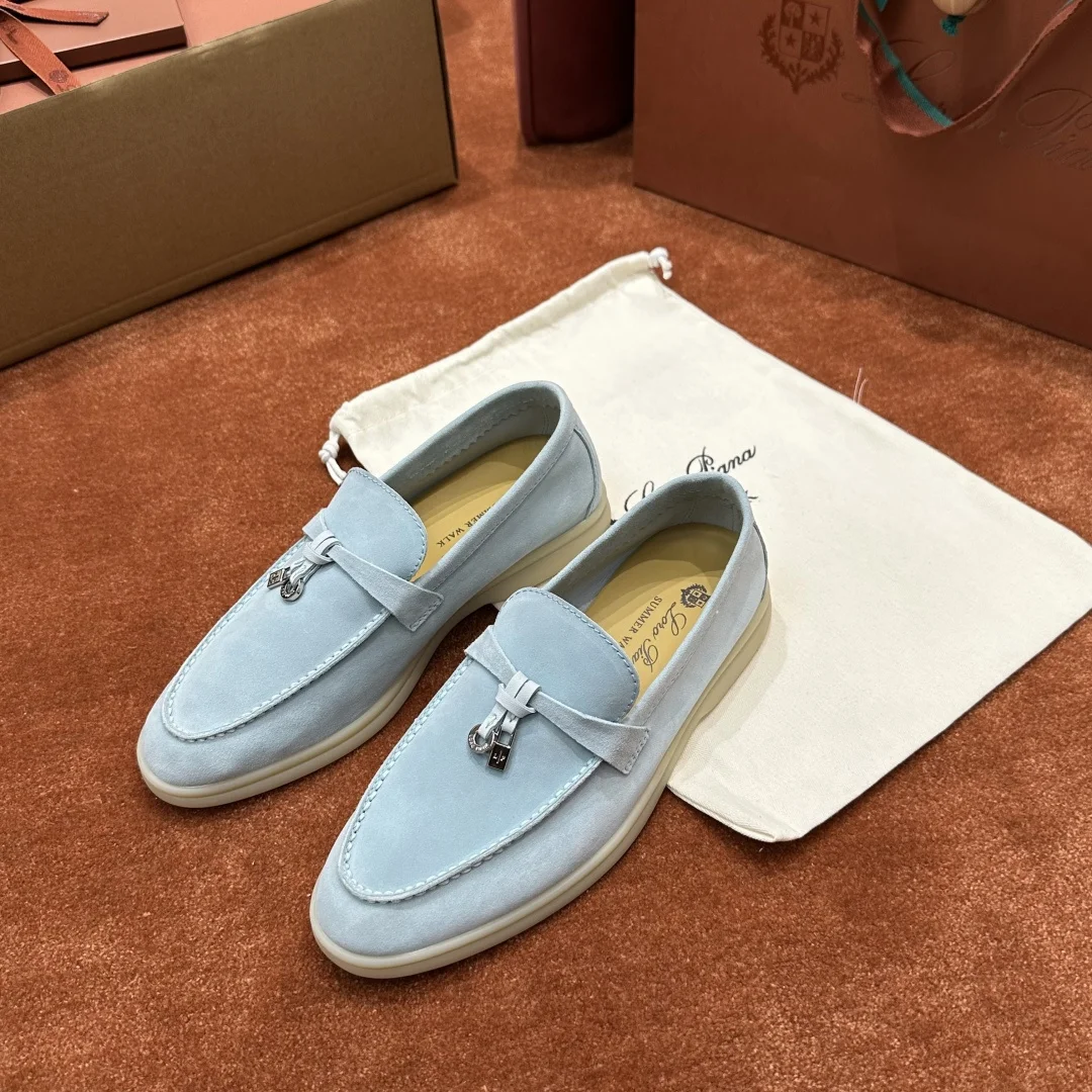 9-769 Loro Piana Summer Charms Walk Women's Suede Moccasin FAE5444 60EU - Image 1