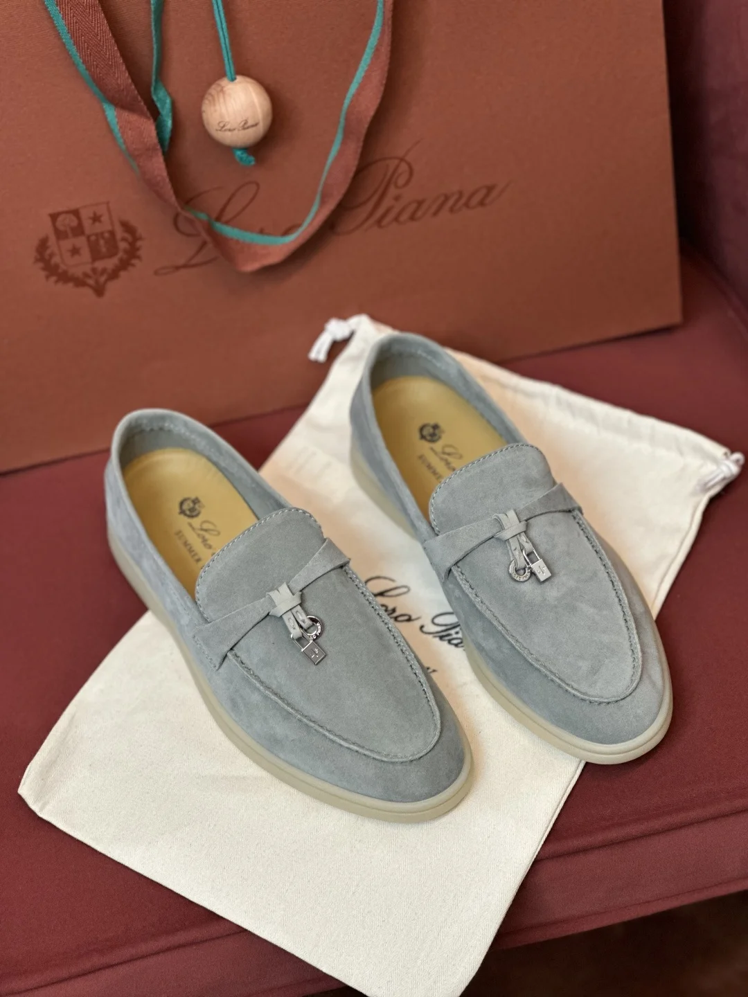 9-775 Loro Piana Summer Charms Walk Women's Suede Moccasin FAE5444 508G - Image 1