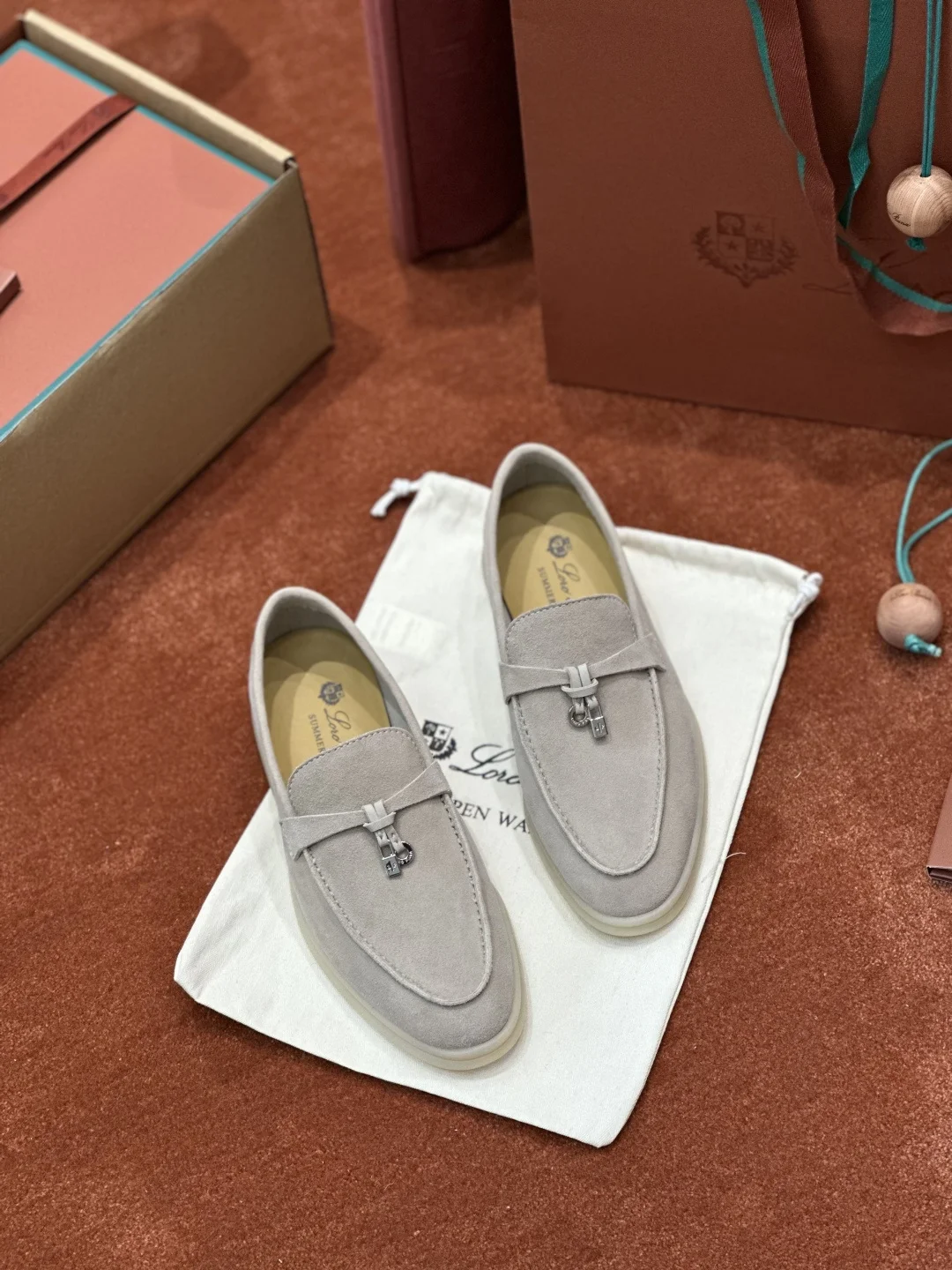 9-783 Loro Piana Summer Charms Walk Women's Suede Moccasin FAE5444 A760 - Image 1