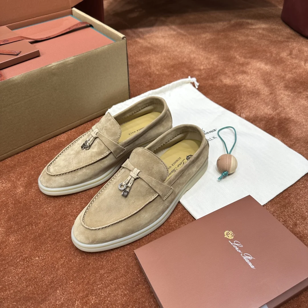 9-798 Loro Piana Summer Charms Walk Women's Suede Moccasin FAE5444 H755 - Image 1