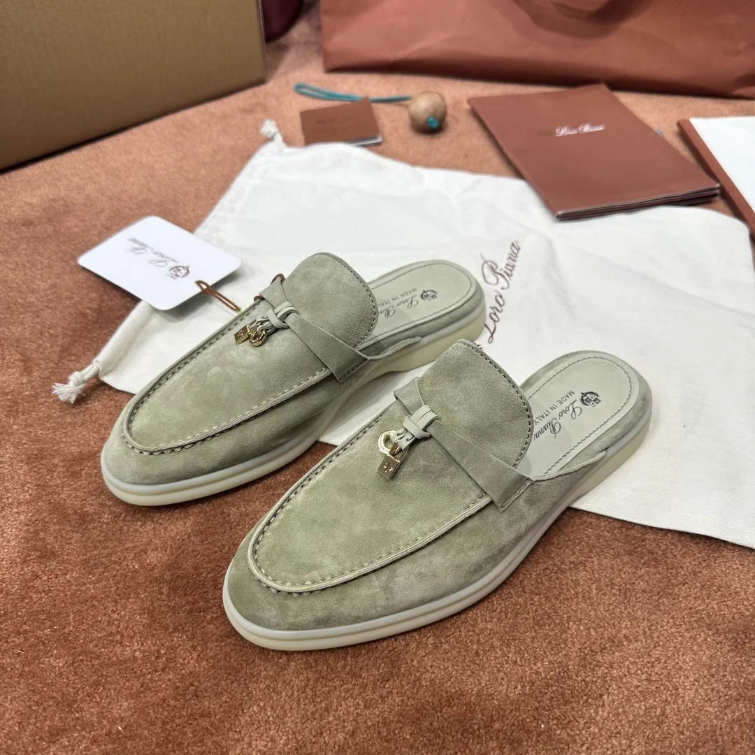 9-876 Loro Piana Babouche Charms Walk Women's Suede Mule FAI1543 507C - Image 1