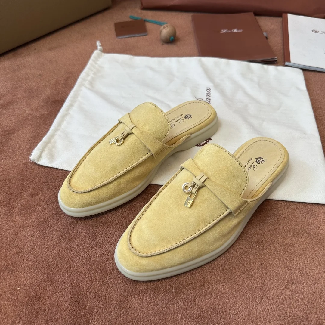 9-879 Loro Piana Babouche Charms Walk Women's Suede Mule FAI1543 20F7 - Image 1